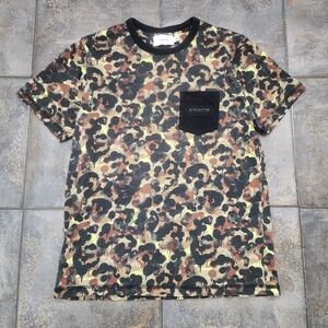 Coach Leatherware Men's Medium Camo Art Print Designer Pocket T Shirt